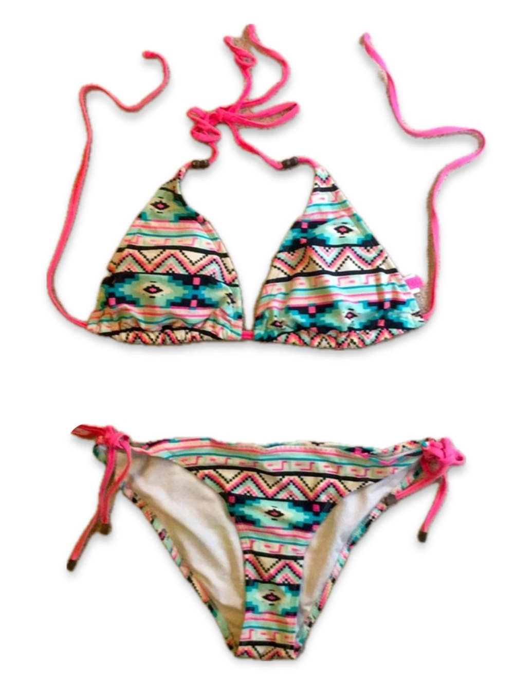 Ardene Bikini Set Vibrant Colorful Pattern Padded Adjustable XL